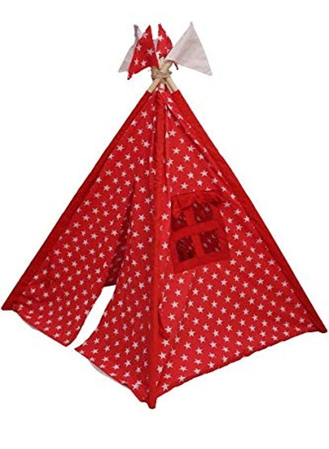 CREATIVE TEXTILES Tent House for Kids Cotton Tent House/Play House Flag White and red Shaped Baby Plush Pillow Without Cushions for 2 Yrs and Above Kids - Image 1